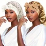 lot de 2 bonnets – blanc & doré